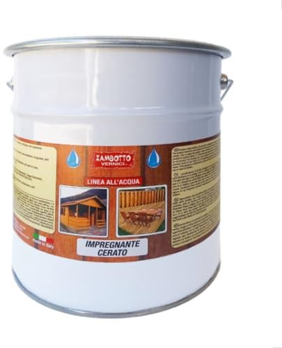 ZAMBOTTO VERNICI Impregnante cerato all'acqua per legno interni ed esterni in varie colorazioni (10 l (Confezione da 1), 203 - Noce Medio)