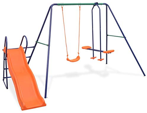 yorten Schaukelset mit Rutsche und 3 Sitzen Schaukelgerüst Kinderschaukel Gartenschaukel Kinderspielzeug Belastbar bis 145 kg 297 x 193 x 180 cm