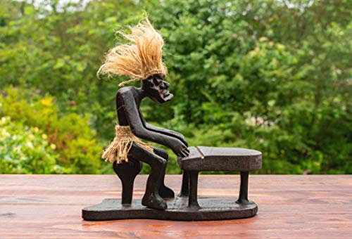 G6 Collection Handgefertigte Holzstatue, Primitive Tribal Funny Statue Skulptur Tiki Bar Handcrafted Einzigartiges Geschenk Home Decor Accent Figur Dekoration Kunstwerk handgeschnitzt (Piano)