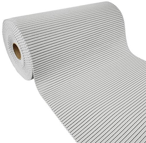 Weichschaummatte Bad 350x65 cm | Badematte aus weichem, atmungsaktivem PVC | Antirutschmatte Bad für Innen- und Außenbereiche | Badteppich Weichschaum mit sicherem Halt auch bei Nässe | Grau