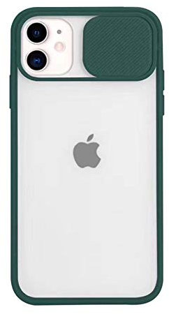 Bakicey Coque pour iPhone 12 Pro, Protection de la Caméra Étui avec Ultra Mince Coulisse Cache Objectif, Mat Translucide Case Housse Arrière Compatible avec iPhone 12 Pro 6.1 (Verte)