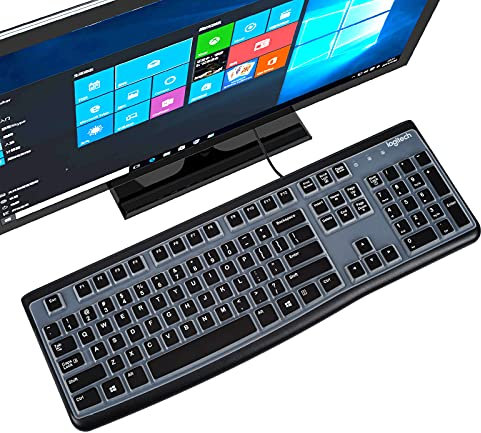 Copertura per tastiera compatibile con tastiera Logitech K120 MK120, ultra sottile, in silicone, protezione per tastiera Logitech, colore nero