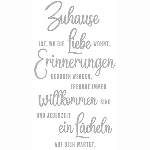 Wandtattoo Sprüche und Zitate Wanddeko Wandsticker Aufkleber selbstklebend für Wohnzimmer Büro Schlafzimmer Esszimmer Flur YX024 (Grau, Zuhause)