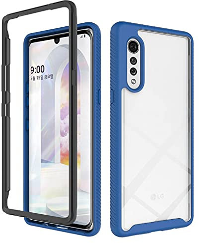 Liner Transparent Hülle für LG Velvet 5G/4G Handyhülle, Schutzhülle Ganzkörper Hochleistungs [Militärqualität] Stoßfeste Fallschutz-Telefonhülle für LG Velvet 5G/4G - Dunkelblau