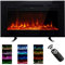 M.C.Haus Ultradünner Elektrischer Kamin, geräuscharm, 12 Verschiedene Flammen, versenkte Wandmontage, Glas-Touchscreen und Fernbedienung, mit Kristall und Holzscheit(76.2cm, Schwarz)