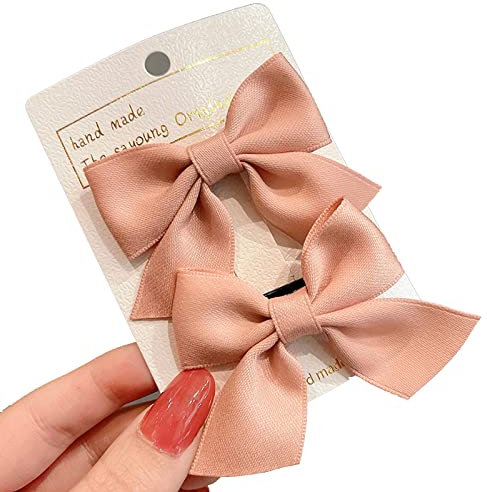 KERTFGOKU 2 Pezzi Mollette a Coccodrillo per Capelli con Fiocco in Gros-grain Accessori per Capelli Moda Ragazze Accessori per Capelli Donne Natale Matrimonio Compleanno (Rosa)