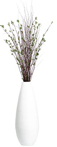Vase aus gesponnenem Bambus, modern, metallisch, hoch, 80 cm, Weiß