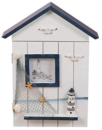 FOMIYES Gehäuse Form Holz schlüsselkasten hängen kreative Haushalt aufbewahrungsboxen wandbehang Dekoration für Dekoration (blau Leuchtturm)