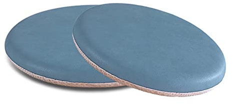 ZIBENE Stuhlkissen 30 Mal 30, Sitzkissen Stuhl 2er Set, Stuhlkissen Set Rund Ohne BäNder, Pu Leder Stuhlkissen für SchalenstüHle Esszimmer Café Barhocker, Wasserfest und rutschfest, Verdicken, Blau