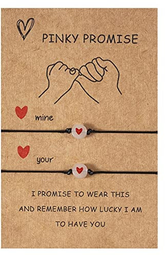 VNEWSCHI 2 Pcs Luminous Love Lucky Beads Bracelet Friendship Couple Draw Hook Card Bracelet Heart Adjustable Hand Rope Valentine's Day Gift