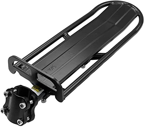 Minan Fahrrad Gepäckträger Sattelstütze, Gepäckträger Mountain Hinten, Länge Einstellbarer, Aluminium Legierung Fahrrad Rücksitze Gepäckablage - Schwarz Fahrradgepäckträger
