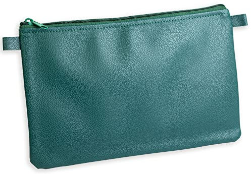 effektivo Banktasche mit Reißverschluss, Kunstleder grün, 27 x 17 cm, passend für Dokumente bis DIN A5