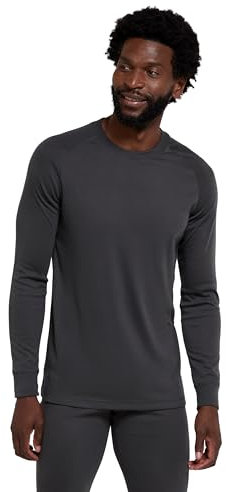 Mountain Warehouse Talus Mens Thermal Baselayer Top - Quick Drying Jumper, Easy Care, Long Sleeves, Sweater, Breathable, Lightweight & High Wicking Charcoal (Round Neck) M