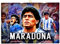 KUSTOM ART Bild im Vintage-Stil, quadratisch, Serie Diego Armando Maradona, Druck auf Holz, 25 x 18 cm.