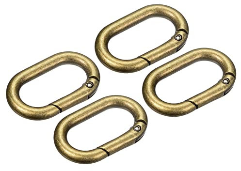 sourcing map Feder Ovaler Ring, 4 Stück 1,36 Zoll runde Feder Snap Clip Trigger Feder Schlüsselanhänger Schnalle für Taschen Geldbörsen Schlüsselanhänger, Messing