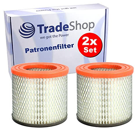 2x Trade-Shop Feinstaubfilter/Patronenfilter/Rundfilter/Faltenfilter kompatibel mit Güde GA18L AS 18-201-05-58580 Akku Aschesauger