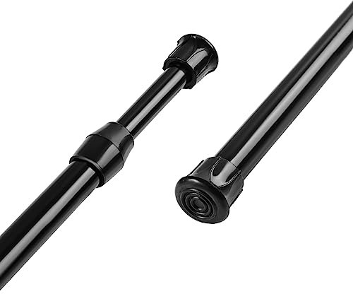 Aluminium Extendable Curtain Rod Tension Pole Easy Fitting For Net Curtains Shower Curtains or Voile, Length 45-70cm, Diameter 1.3cm,Black