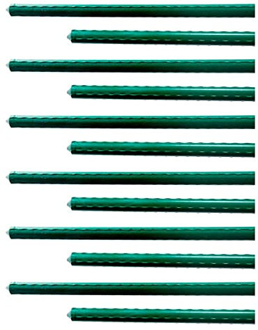 Acan Tradineur - Pack de 12 tutores de Acero plastificado para Plantas, Varillas, guías, estacas para el Crecimiento Correcto de Cultivos, Tomates, judías (Verde - 0,8 x 180 cm)