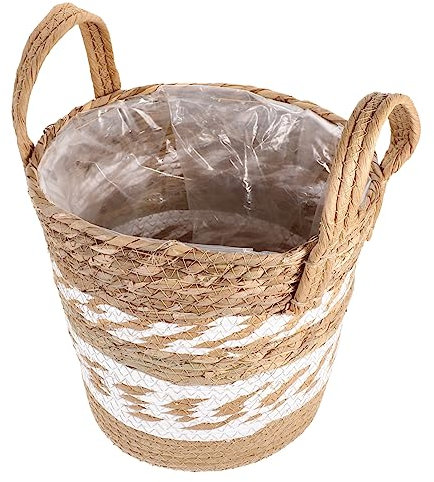 Gogogmee Gewebter Blumentopf Aus Gras Und Kunststoff Langlebiger Flechtkorb Für Innenbereich Korb Für Zimmerpflanzen Und Aufbewahrung