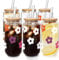 Mason Life Glass Cups with Lids and Straws, Can Shaped Cups, 20OZ Drinking Glasses, Iced Coffee Glasses Cup, Smoothie Tumbler Glass, Reusable Boba Cup -Set of 6