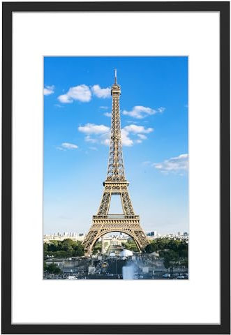 PEALSN 16x24 Bilderrahmen, Präsentationsbilder 12x18 mit Passepartout oder 16x24 ohne Passepartout für Wandmontage Display Posterrahmen, Schwarz