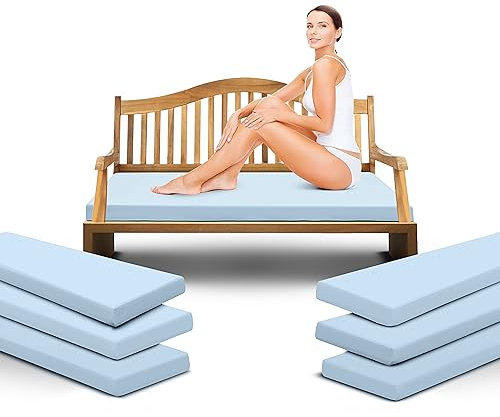 Outdoor Garden Bench Cushion Seat Pad for 2/3/4 Seater Patio Furniture Waterproof Swing, Hammock, Rattan Sofa 108/140/170cm Long Bench Chair Cushions Pad (3 Seaters-143x52x5cm, Blue)