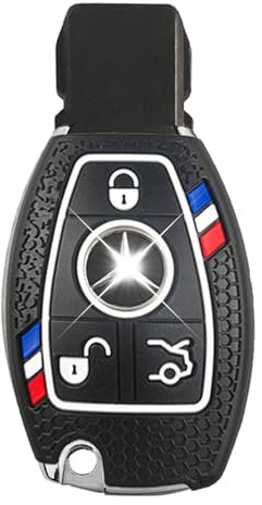 Juttzzei Autoschlüssel Hülle Mercedes Benz for Mercedes Benz A B C CL E M S SL SLK GLA GLC GLK W164 W245 W212 W204 Klasse Schlüsselhülle, Silikon Mercedes A Klasse Schlüsselhülle - 3 Tasten (Schwarz)