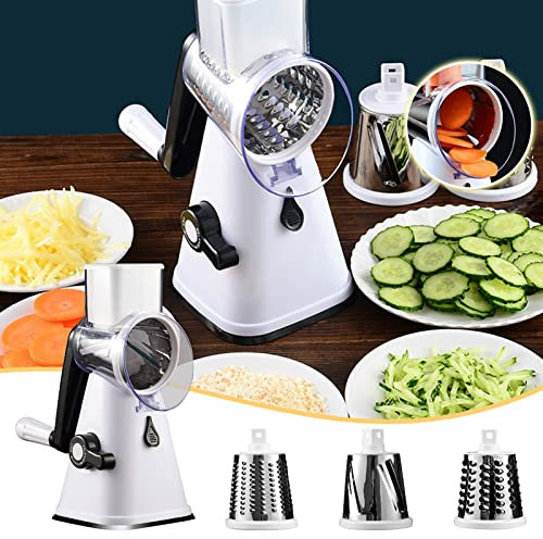 Rallador rotatorio de queso, trituradora rotativa 3 en 1, rallador de queso rotatorio, rallador de queso, rallador rotatorio de queso con mango, triturador de queso, clasificador de verduras/944