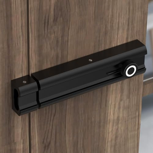 Slide Lock, Security Slide Latch Door Lock Bolt, Heavy Duty Hardware Bolt Latch Door Latch for Flush or Recessed Doors and Gates (Black-1Pc, 6Inch)