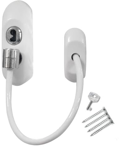 5 x White TruMAX Key-Locking Cable Restrictor Window Safety Security Lock