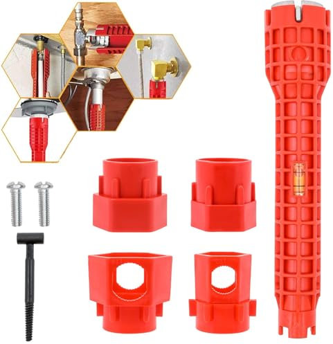 ASMIZ 14 in 1 Multifunctional Sink Wrench, Tap Spanner for Tight Space, Plumbing Pipe Spanner Tool for Toilet Bowl/Sink/Bathroom/Kitchen Plumbing Wrench Spanner