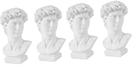 OSALADI 4 Stück David Statue Nachtlicht griechische David-Statue nachtlampe Wohnkultur Leselicht schlafzimmer bedroom Tischlampe Kinderlicht Haushalt kleines Student Plastik Weiß