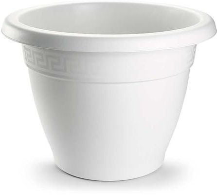 Tradineur - Maceta Redonda Terracota - Fabricado en Plástico - Macetero Apto para Exterior e Interior del hogar - Ø 60 cm - Color Blanco