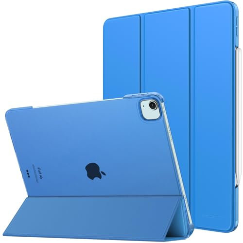 MoKo Custodia per iPad Air 13 Pollici (M3 2025/M2 2024)/ iPad PRO 12,9 (6a/5a Gen. 2022/2021), Cover Sottile con Retro in PC Rigido Traslucido, Supporta Pencil Pro/2a/USB-C, Onda Blu