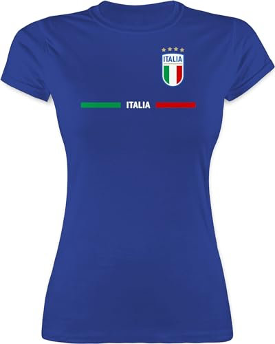 Shirt Damen - Fußball EM WM - Italien Trikot Wappen | Italia mit Stolz | Italienisches Fan-Motiv - L - Royalblau - italienische Trikots fußballtrikot Europameisterschaft Italy t-Shirt