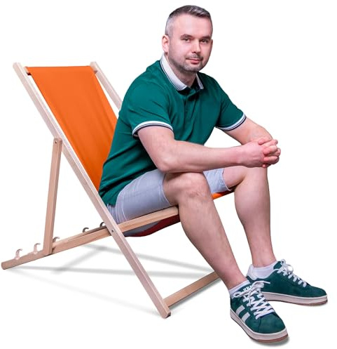 DreamRoots Liegestuhl klappbar Buchenholz, Orange