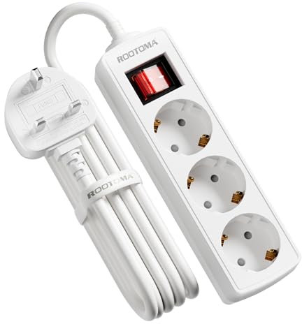 European to UK Plug Adapter for European Electronic Device, EU to UK Plug Adapter 3 AC Outlet, Travel from France, Italy, Spain, Germany,13A/3250W