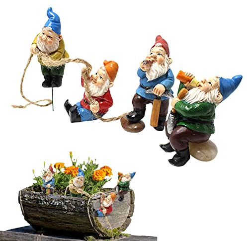 Ensemble de nains de jardin – Ensemble de fées miniatures Décoration de nains de jardin | Corde d'escalade polyvalente, Gnomes décoratifs, ornements de jardin, Statue pour jardin, cour, décoration ext