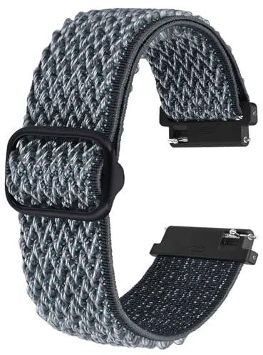 BISONSTRAP Dehnbares Nylon Uhrenarmband, Verstellbare Schnalle Schlaufenbänder, Schnellverschluss, Elastisches Geflochtenes Nylonarmband 18mm, Grüngrau