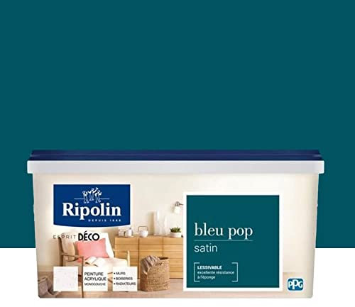 RIPOLIN Peinture acrylique Esprit Déco Satin Bleu pop 3 L