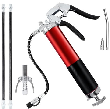 Luabue Pompe à Graisse Manuelle, 8000 PSI Pistolet à Graisse Professionnel avec Embout Pompe a Graisse Tuyau Flexible et Buse Pompe à Graisse pour Cartouches de 400g