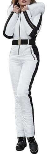 Damen-Skianzug, Einteiler, Winter, warm, Schnee, Skifahren, Fleece-Kragen, Skijacke, Outdoor, wasserdicht, Sport-Overall, langer Overall mit Kapuze, dicker Schneeanzug, Skianzug zum Wandern, Klettern,