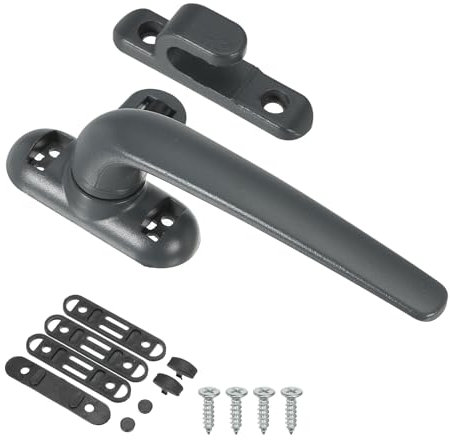 PATIKIL Maniglia Finestra Lega Alluminio, Serratura Maniglie Finestre a Battente Serrature per Porte Scorrevoli Verticali Interne Esterne e Orizzontali Sicurezza, Grigio (Mano Sinistra)