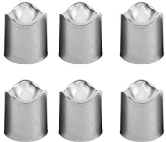 KIMODO 6 Pcs Red Flameless Votive Candles Battery Operated Glitter LED Tea Light Candles for Table Wedding Christmas Desk Lamp Cute (Silver, One Size)