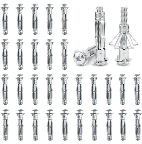 DAIRYCOF 30 Stück Hohlraumdübel Metall verzinkt Hohlwanddübel M6x52mm, Expansion Nuts für Gipskartonplatten (30, M6*52mm)