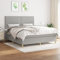 OHOOWOO Boxspringbett mit Matratze Hellgrau 180x200 cm Stoff,Boxspringbett mit verstellbarem Kopfteil und Taschenfederkernmatratze für erholsamen Schlaf