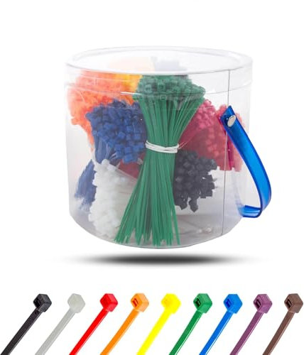 900 Stück Kabelbinder Bunt, Kabelbinder UV Beständig, Nylon Verschiedene Größen Super Haltbar Selbsthemmend Cable Ties (9 x 100 Stück, 2,5mm x 100mm)