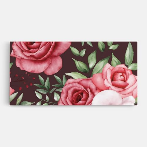 ARTHUB® Quadro su tela 60x120 cm, Watercolor Roses | Decorazione soggiorno, Quadri appesi, Decorazione murale, Decorazione casa, fiori, rose