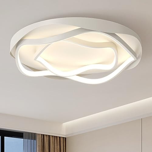 DDYY LED Deckenleuchte,Dimmbar Deckenlampe Modern Mit Fernbedienung,Weiß Schlafzimmer - Schlafzimmerlampe Wohnzimmer Lampe, Metall deckenbeleuchtung für Esszimmer 50cm 60W 4800lm (D)