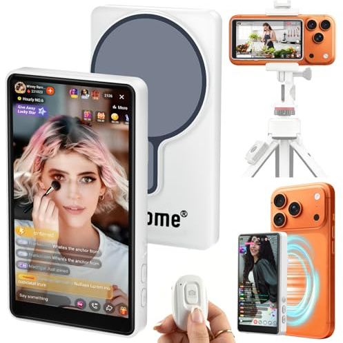 Handy Selfie Monitor für iPhone,Vlog Selfie Monitor Bildschirm,Drahtlose Aufnahme,Bluetooth-Fernbedienung,Content Creator Equipment für TikTok YouTube Livestream